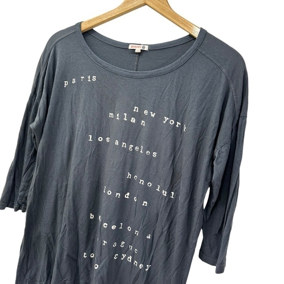 Sundry Destinations 3/4 Sleeve Gray Travel Tee T-Shirt Top, OS - Picture 4 of 10